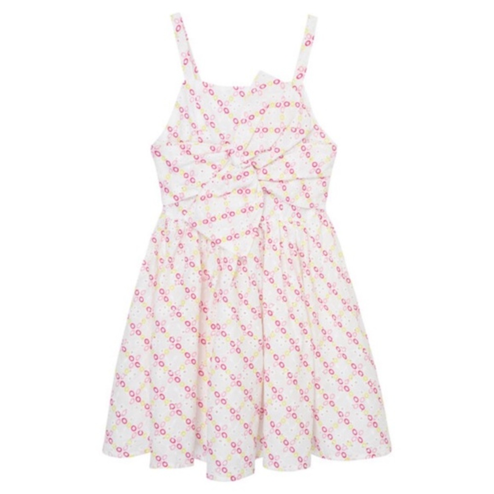 Habitual Girls Colorful Easter Twisted Bow Front Summer White Size 12 Dress NWT
